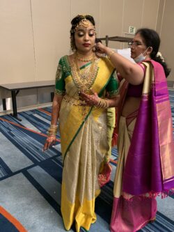 South asian bride with mother